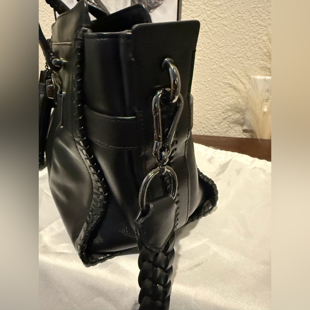Black Swagger Glove Tanned Whipstich Braided crossbody strap. - Picture 7 of 10